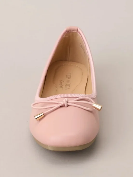 Rampage Soft Step Pink Faux Leather Slip On Ballet Flats Bow Detail Size 9.5 NEW - Picture 2 of 13